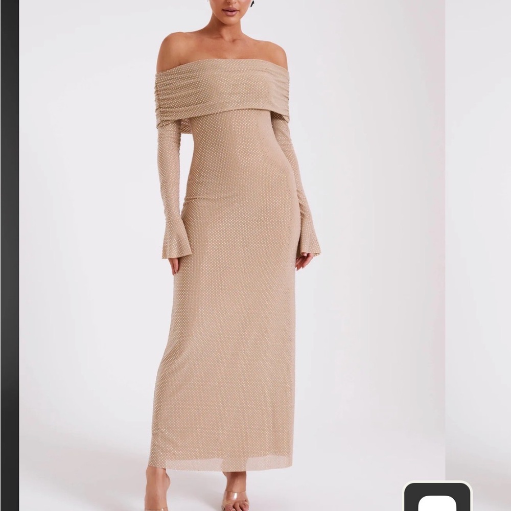Meshki Off Shoulder Diamanté Dress
